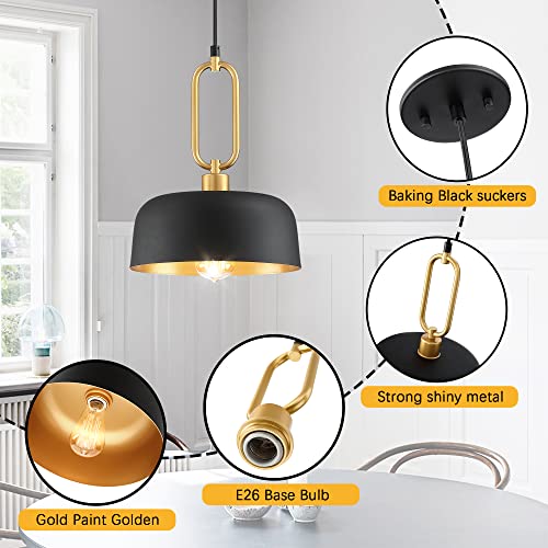 Giiland Industrial Pendant Lighting Fixture, Black and Gold Farmhouse Pendant Light, Adjustable Kitchen Lights Ceiling Hanging for Kitchen Island Hallway Dining Room 3 Pack by Giiland - Image 6