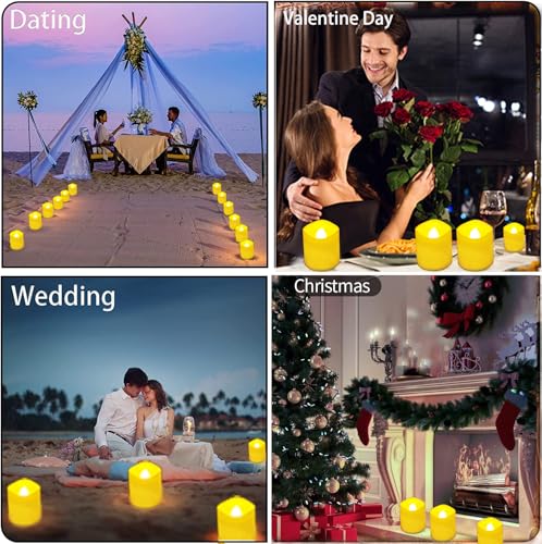 Image of 6 Pack Rechargeable tea lights with Remote Timer & Charging Base, Realistic Flickering Flameless Votive Led Tea Lights Candles, Tealights Candles for Wedding,Halloween,Christmas,Home Decorations