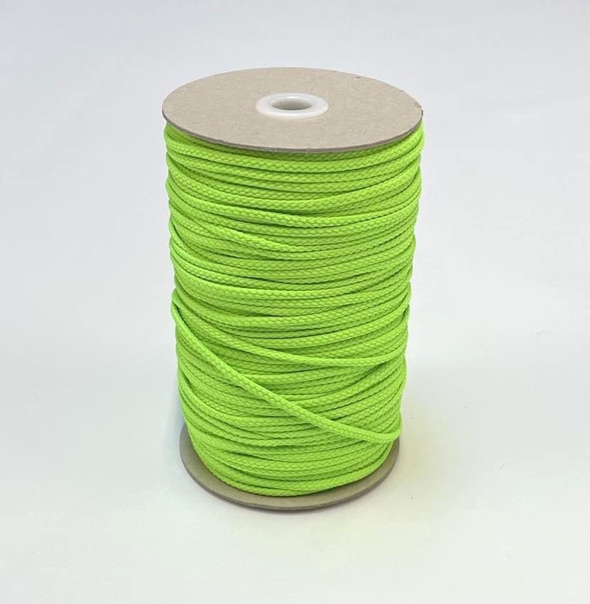 4mm Polyester Cord Soft Strong Drawstring Piping Laces Hoodie Joggers String Lanyard Crafts (Flo Green, 25 Metres)