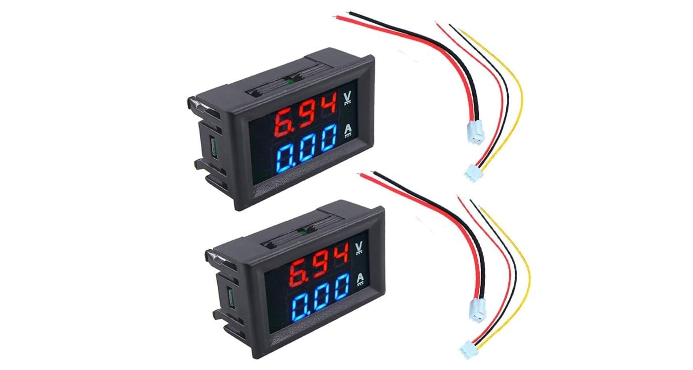 Pack of 2 pc CT-VA 100V 10A DC Digital Volt Ampere Meter Dual Led Display Red and Blue 0.56 Inch Voltmeter Ammeter VA Meter Monitor Panel 0-100 VDC 10 Ampere Mini volt amp meter Voltage Current Tester-image-37