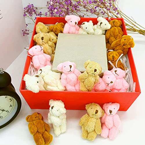 12Pcs Stuffed Plush Mini Jointed Teddy Bears, 6Cm Pink Small Teddy Bears Tiny Soft Stuffed Bear Bulk For Birthday Cake Wedding Decorations Party Favors Supplies Bag Diy Accessory Christmas Stocking #TOP5