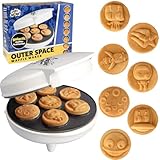 Out of This World Kid's Waffle Maker - Make 7 Space Pancakes Feat. Astronauts, Moons, Stars & More in Minutes- Electric Non Stick Waffler- Fun Galactic Themed Science Iron w Recipe Guide- Gift for Him