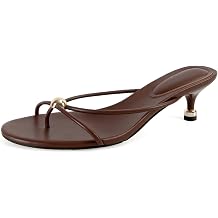 SOVANYOU Kitten Heel Sandals for Women Open Toe Flip Flop Heels Slip-on Thong Heeled Sandals