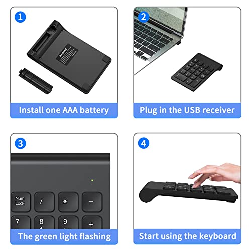 Image of cimetech Wireless Numeric Keypad, 2.4G Portable Ergonomic Mini Numpad with 18Keys Office Calculating Number Pads for Laptop, Notebook, Desktop, Computer, PC
