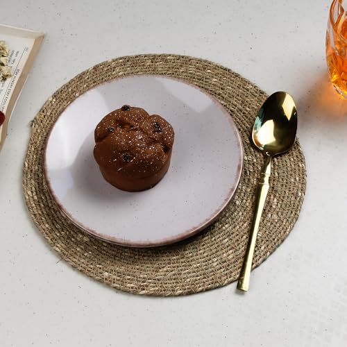 Image of The Earth Store Glossy Lavender Marble 7 Inch Ceramic Quarter Plates Set of 2 | Microwave & Dishwasher Safe Plate | Half Plate for Dessert, Snacks, Dinner | Snack Plates for Gifting, Daily Use