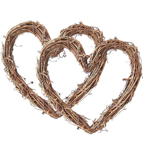 JStnana 16 Inch Heart Grapevine Wreath, 2 Pcs Christmas Wreath