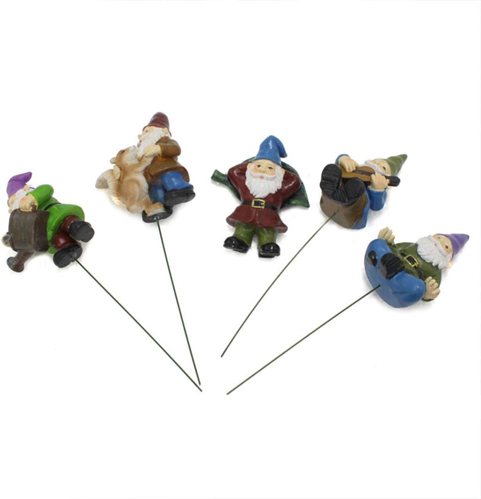 XILETU Miniature Gnome Figurines with Stable Stakes, 5 Different Gnome Garden Ornaments & Patio Decor Party Supplies Yard Stakes Decorative for Outdoor Christmas : Patio, Lawn & Garden