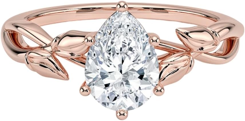 Moissanite engagement ring with 1 ct pear cut stone
