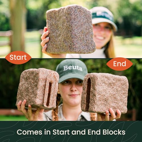 Beuta Faux Stone End Block – 7" L x 4" W x 6.5" H – DIY Dig-Free Landscape Edging Final Piece | Connects to Complete Your Edging Project | 1 Piece - Sandstone