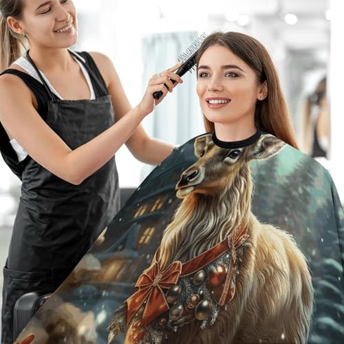 Capa para corte de cabello con cierre ajustable de reno navideño miniatura 5