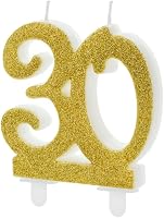 PartyDeco 30-as Szám Születésnapi Gyertya Arany Csillogó Tortadísz Sütemény Dekoráció Felnőtt Gyerek Szülinap Évforduló 4