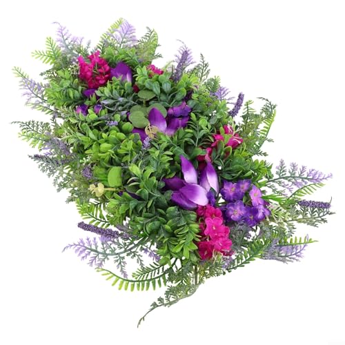 Corona de flores, guirnalda artificial de primavera morada, decoración de pared para puerta delantera, jacinto lila, hortensia, verano, exhibición del hogar