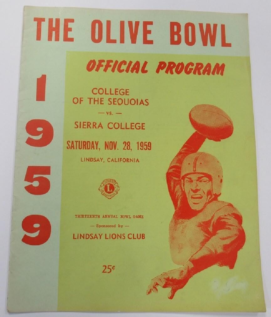 1959 Olive Bowl Program Sierra College v College of Sequoias 11/28 Ex+ 68924 - College Programs