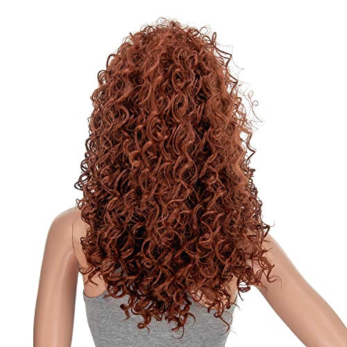 Swacc 20-Inch Long Big Bouffant Curly Wigs For Women Synthetic Heat Resistant Fiber Hair Pieces With Wig Cap (Dark Copper Red) #TOP3
