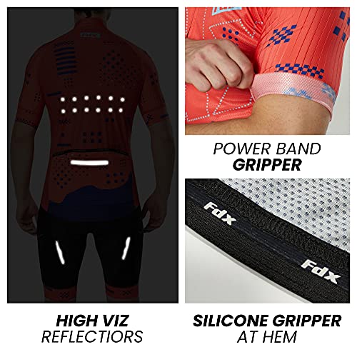 FDX Men’s Summer Cycling Suit Short Sleeve Cycling Jersey with 3D Gel Padded Bib Shorts Set Breathable, Quick Dry All Day Bicycle Clothing Set for Outdoor Riding Sport, Biking Race (Red-XL) - Image 3