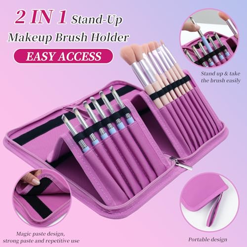 Image of BQAN Nail Art Brush Holder Case - Organizer for Nail Art Brushes, Perfect Brush Holder, Purple