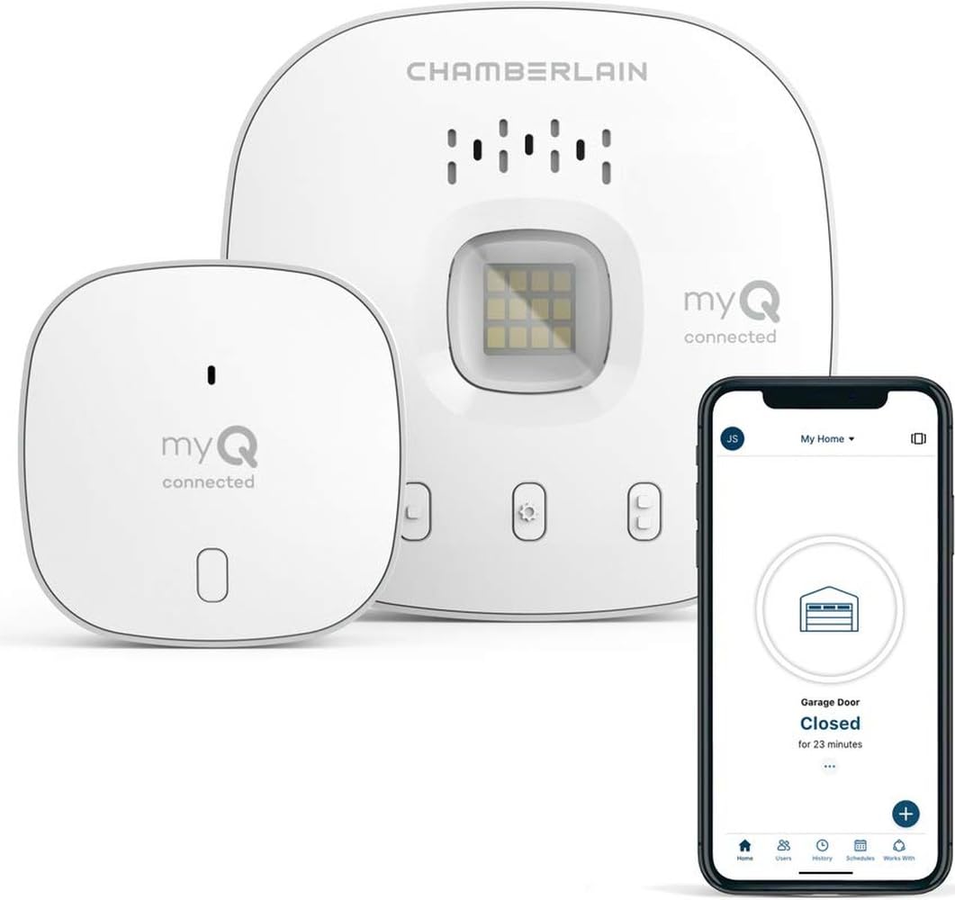 CHAMBERLAIN Smart Garage Control - Wireless Garage Hub and Sensor with Wifi & Bluetooth - Smartphone Controlled, myQ-G0401-ES, White