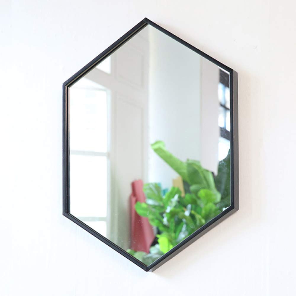 XINYU Espejo De Maquillaje Minimalista Hexagonal De Hierro Forjado Xquisito Espejo De Maquillaje para El Hogar De Belleza Montado En La Pared Adecuado para Cualquier Estilo De Hogar Moderno,Black