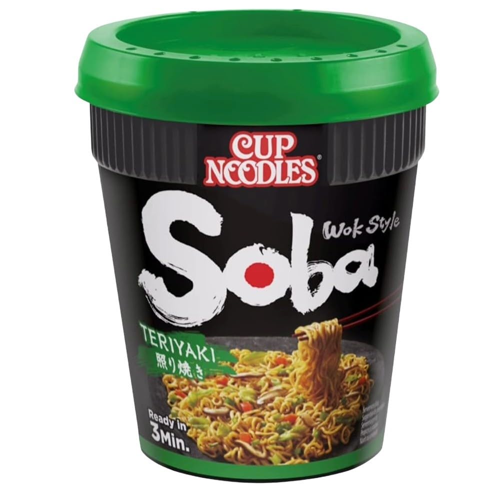 NISSIN Cup Noodles Soba Wok Style Teriyaki Flavoured Instant Noodles, 90 g Pot (Pack of 1)