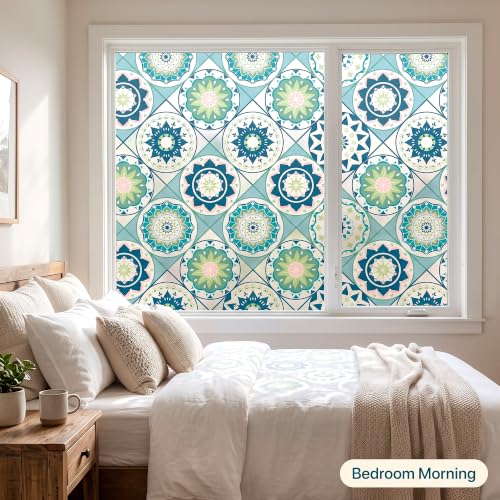 Vinilo decorativo para ventana estilo vidriera azul 17.5x78.7 pulg miniatura 5