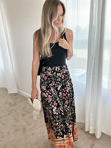 Image of CFLONGE Summer Maxi Skirts for Women 2026 Trendy Floral A Line Boho Skirt