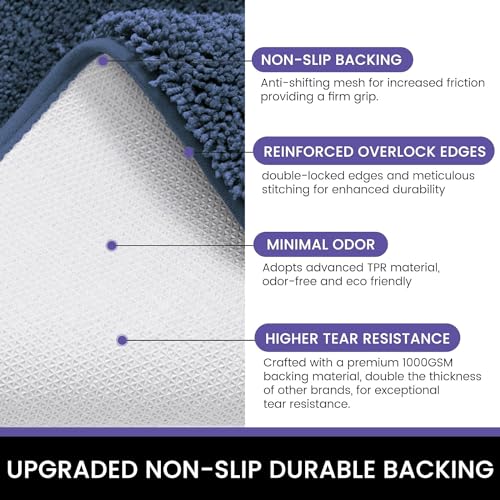 Image of Flooring India Co Newman Rectangular Bath Mat 2500 GSM Super Soft Microfiber Anti Skid Slip Water Absorbent Bathroom Mats for Bedroom, Home, Door (60x90 cm, Blue)