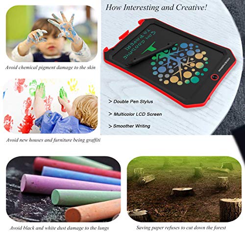 mom&myaboys Colorful LCD Writing Tablet for Kids Toys for 3-12 Years Old Girls,8.5 in Drawing Tablet Writing Board with Lock Erase Button,Gifts for School or Office(Pink-Cc) - Thumbnail 2
