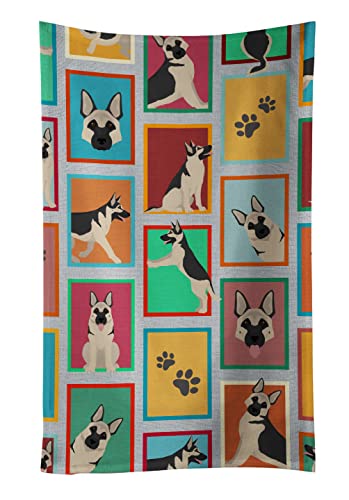 Caroline's Treasures MLM1137KTWL Lots of Black and Silver German Shepherd Kitchen Towel Dish Cloths Guest Hand Towel Decorative Bathroom Towel for Face,Tea, Dishcloth, Kitchen and Bath