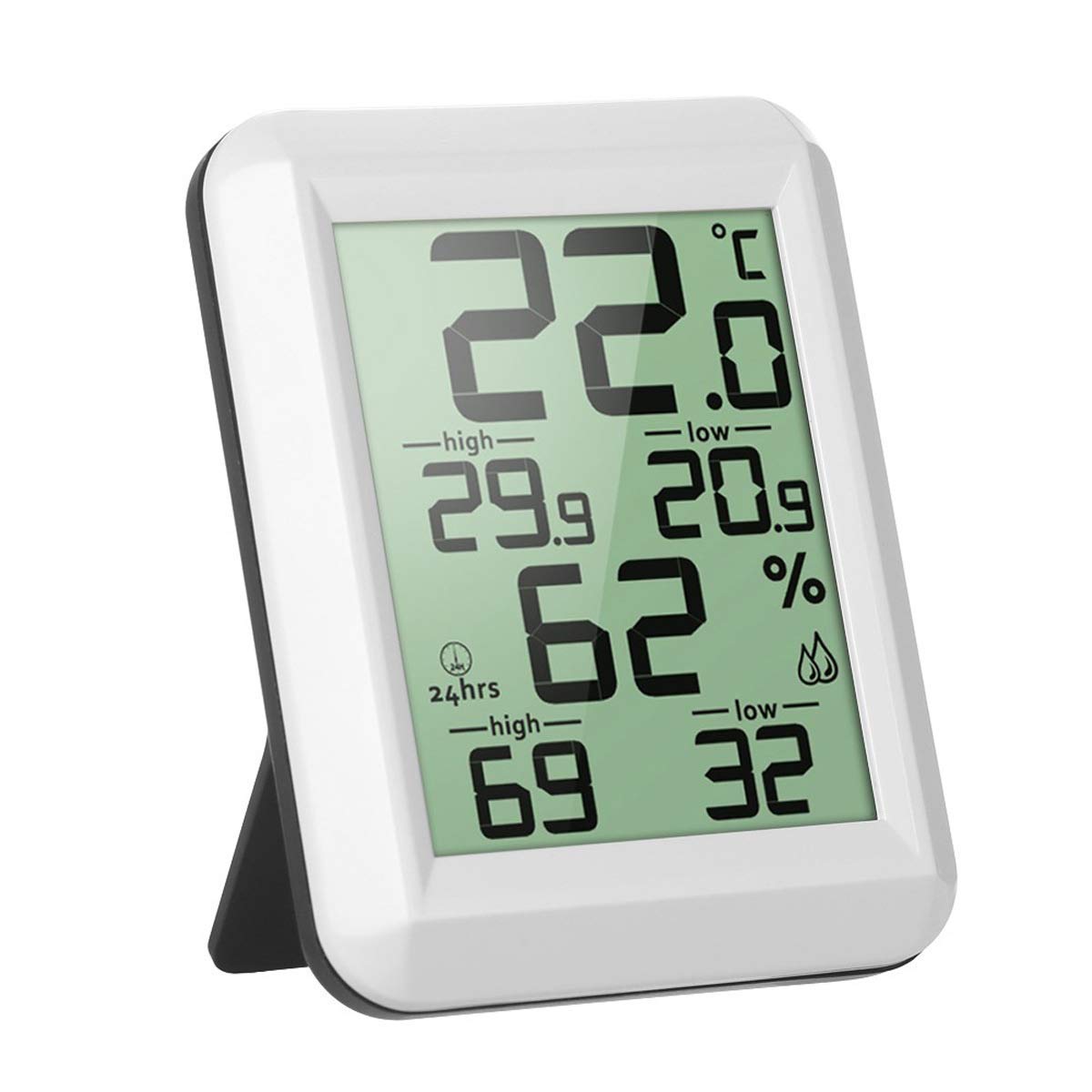 Termometro Igrometro Orologio, Misuratore di umidità Digitale per Interni Termometro Monitor con Display LCD Facile da Leggere, per Ufficio Camera da Letto Cucina Baby Room