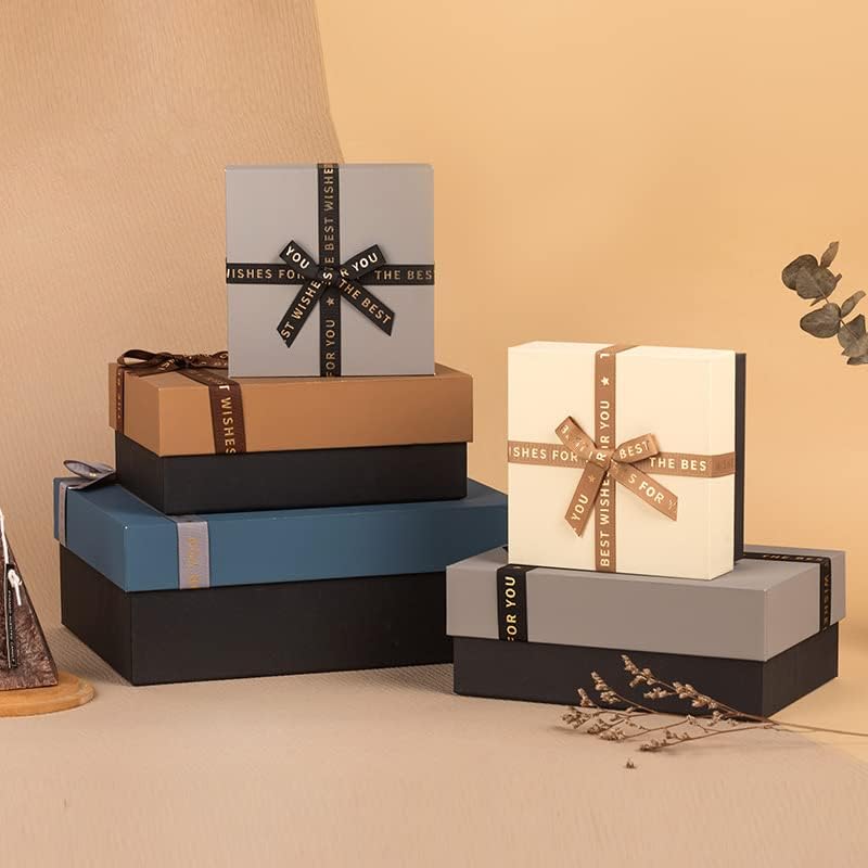 Miniatura 7 de SHIPKEY Paquete de 3 cajas de regalo de cubo con tapas, juego de caja de regalo de lujo, 6 x 6 x 7 pulgadas, varios tamaños, perfectas para bodas,