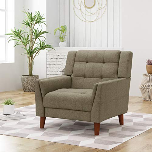Christopher Knight Home 305541 Evelyn Mid Century Modern Fabric Arm Chair, Mocha, Walnut