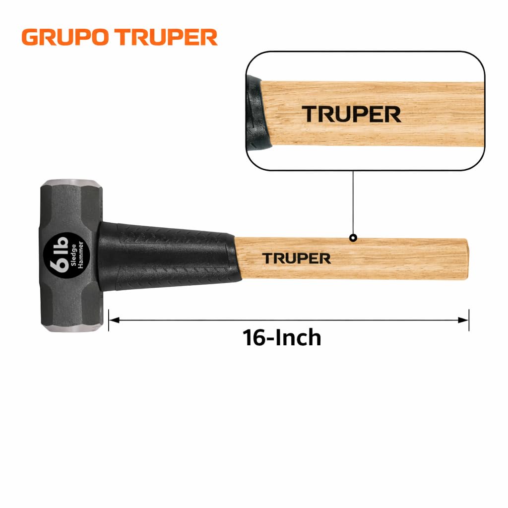Amazon.com : Truper 6 lb Sledge Hammer, 16-Inch American Hickory
