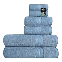A1 Home Collections Bath Towel 500 GSM Duet Technology 100% Ring Spun Cotton Quick Dry & Highly Absorbent Towels, Zero Twist, Low Lint, Ultra Soft (Bjou Blue, Towel Sets Pack of 6)