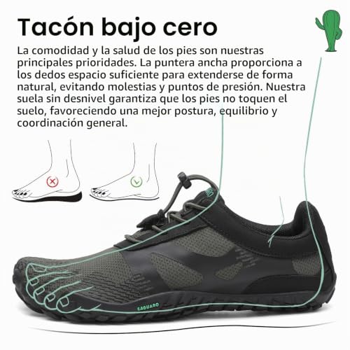 Miniatura 6 de Saguaro Hombre Zapatillas De Barefoot Zapatillas De Deporte Exterior Mujer Zapatillas De Trail Running Verde 41 Eu