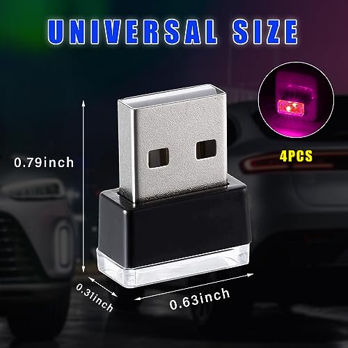 image for Augeny 4 PCS USB LED Car Interior Atmosphere Lamp, Plug-in USB Decor N