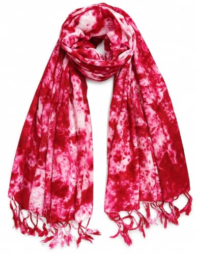 Image of Rayon Scarf for Men & Women | Lightweight Stole, Shawl & Wrap with Batik Design | All-Season Summer & Winter Wear | Soft & Breathable Fabric (28 x 72 inches)