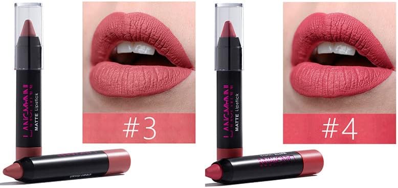 Velvet Matte Lip Pencil Long Lasting Waterproof Lipstick Set Moisturizing Lipstick Pen Makeup Cosmetic Lip Liner with Gift Box