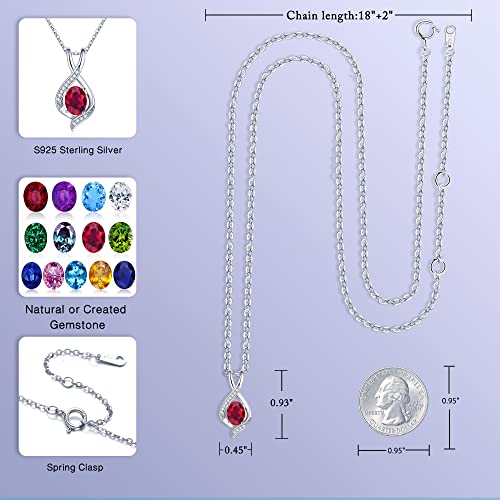 Birthstone Necklace For Women, Oval Cut Sparkle Created Ruby Necklace Birthstone Charms 18K White Gold Plated S925 Sterling Silver July Birthstone Jewelry For Women Mom Wife Anniversary Jewelry Gifts #TOP6