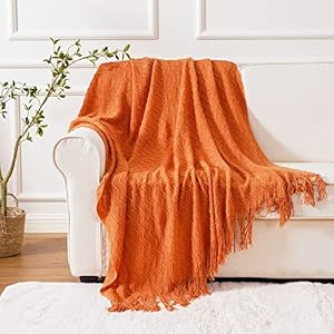 BATTILO HOME Burnt Orange Throw Blanket for Couch, Decorative Fall Throw Blanket with Tassels Halloween Throw Fall Decor, 50"x60" BATTILO HOME Burnt Orange Throw Blanket for Couch Decorative Fall Throw Blanket with Tassels Halloween Throw Fall Decor 50×60