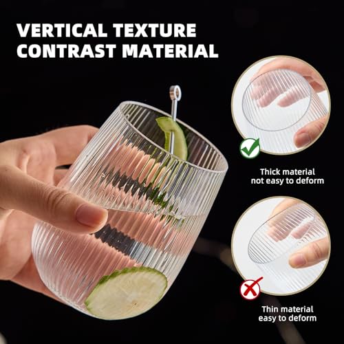 Image of Lueumxc 36 Pack 15Oz Plastic Wine Glasses, Origami Ribbed Disposable Wine Glasses Unbreakable Clear Plastic Cocktail Glasses Recyclable Shatterproof Reusable Wine Cups
