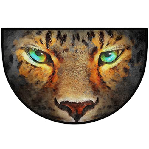 Animal Leopard Print Half Round Door Mat,Retro Cheetah Welcome Mat For Front Door Non-Slip Entryway Rug Floor Doormat For Inside Outside Entry Bedroom Bathroom Kitchen Garage Patio,24"X 36" #TOP4