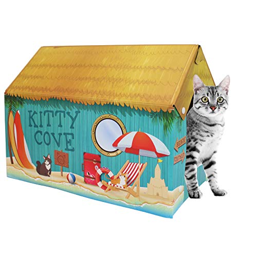American Cat Club Cat House with Scratcher & Catnip included - Summer Kitty Cove