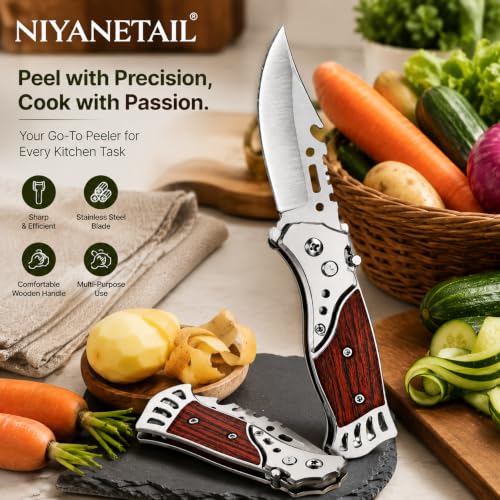 NIYANETAIL Vegetable Peeler with Wooden Handle - Image 4