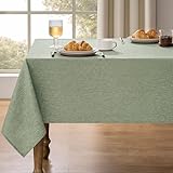 Decorelia Farmhouse Sage Green Tablecloth Rectangle Table For Wedding, Faux Linen Outdoor Fabric Rectangular Table Cloth Cover for Dining, Party & Camping(Oblong, 60 x 84 Inch (6-8 Seats), Sage Green)