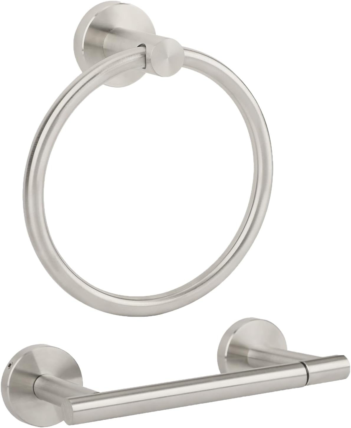 Brushed Gold Toilet Paper Holder Set, Stainless Steel Towel Ring, Double Post Pivoting Toilet Paper Holder and Hand Towel Holder Set for Bathroom