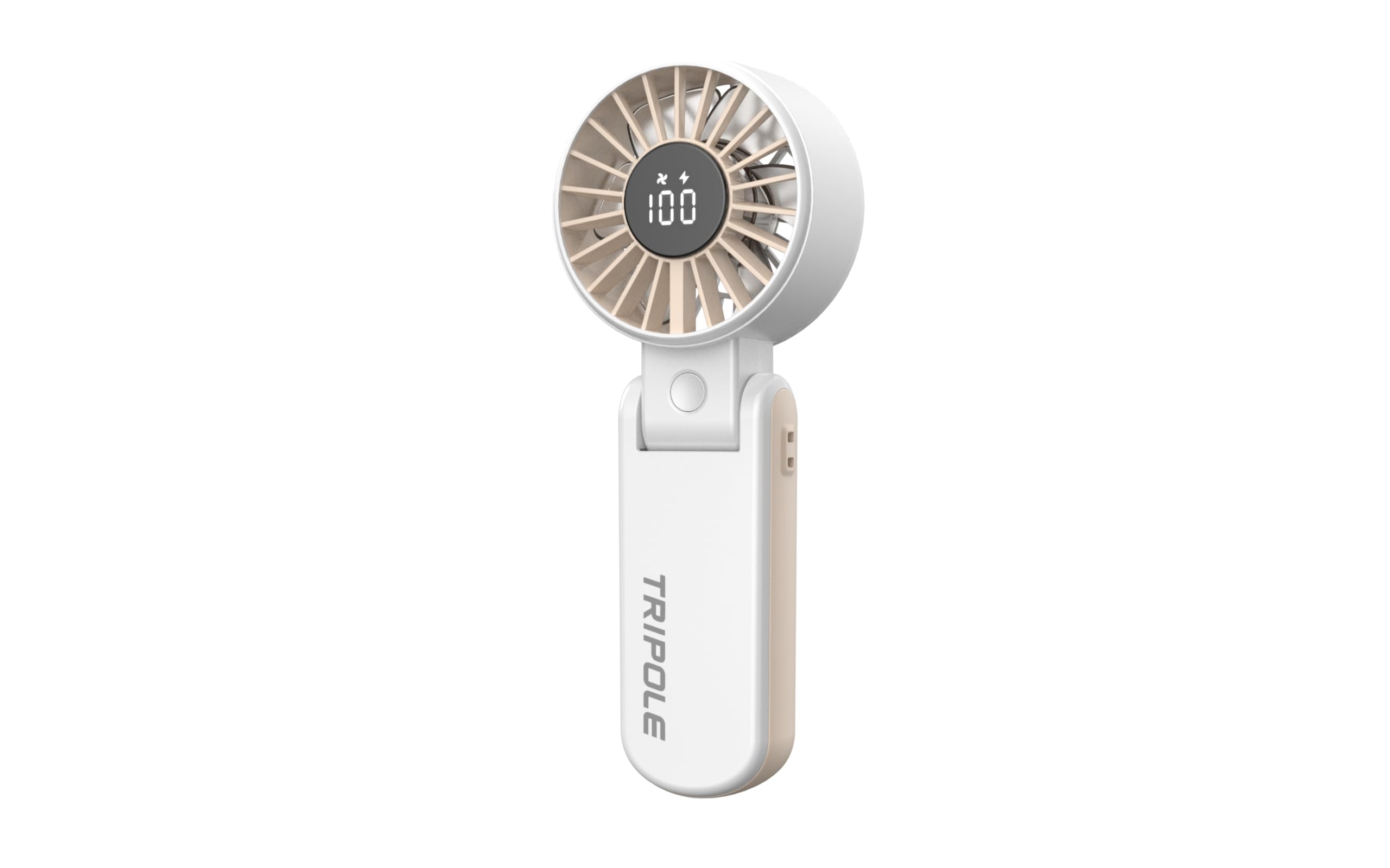 TriPole Handheld Fan, Portable USB Rechargeable Fan with 5 Speeds, Powerful Airflow, LED Display, 4000mAh Mini Personal Fans, Hand Fans Folding for Travel Holiday Table Outdoor Trip