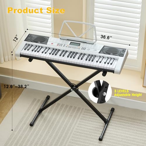 image for MUSTAR 61 Key Piano Keyboard, MEKS-400 Electric Piano Keyboard with Li