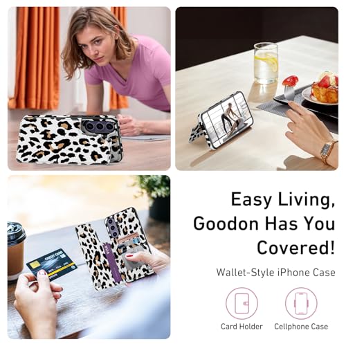 Goodon for Samsung Galaxy S24 Case Wallet - Flip Folio Leather Cover with Trendy Floral Design, 3 Card Slots & Kickstand Function, Protective Phone Case for Women and Girls - Leopard Cheetah - image 6
