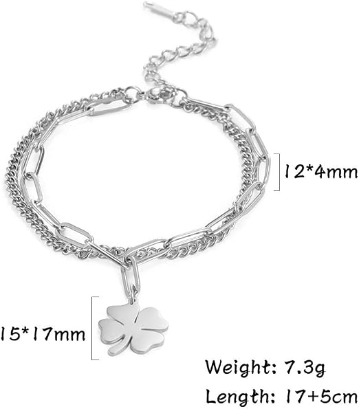 Bracciale Elastico Quadrifoglio Con Scritta 'I Love You' In 100 Lingue – Portafortuna Con Zirconi – Gioiello Donna