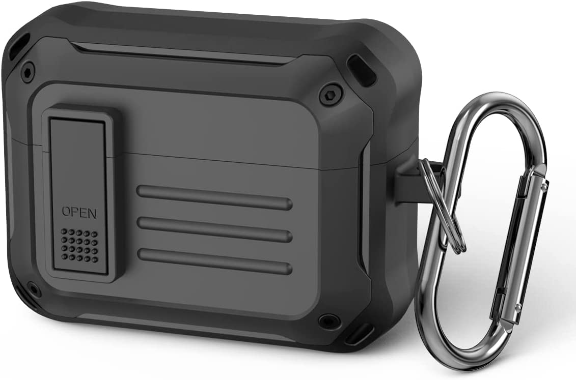 Secure Lock Case for Sony Linkbuds S, Shock-Absorbing Protective Cover Military Armor Series Full-Body Shockproof Rugged Hard Shell with Keychain (Black)